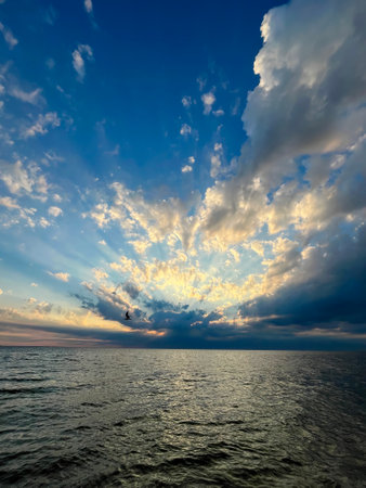 Sunset fantastic sky. Sky reflecting at sunset.の写真素材