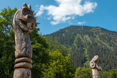 Alps near Lake Walchensee in Bavaria, Germany. Sunny weather and beautiful views of the Alps.の写真素材