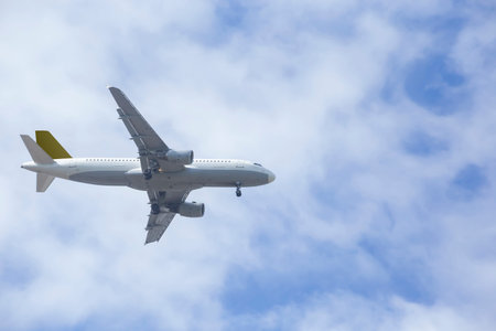 Airplane ready for landing with space to write in