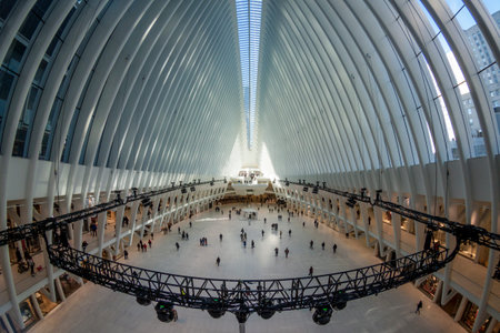 New York USA, DECEMBER 5, 2016. People inside the Oculus World Trade Center,