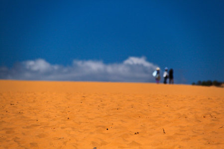 Walking on the Red Sand dune,Vietnam.の写真素材