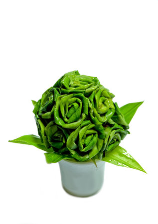 screw-pine leaves that make as fine-craft flowerの写真素材