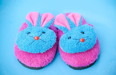 slipper that made as  pink/blue bunnyの写真素材