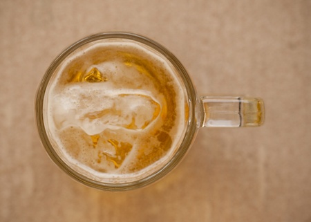 top view of a glass of thai beer with a few iceの写真素材