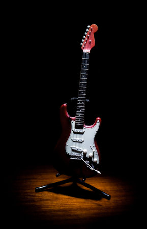 old red electric guitar modelの写真素材