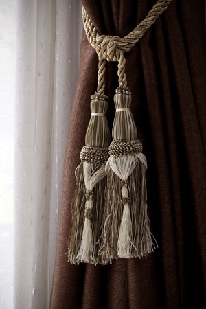 brown curtain ropeの写真素材