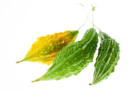 Momordica charantia on white backgroundの写真素材