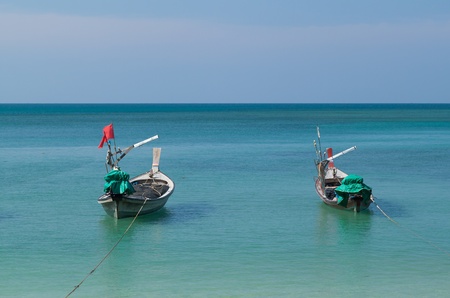 Fishing boats on the beachの写真素材
