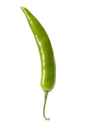 green chilly pepper isolated on white backgroundの写真素材