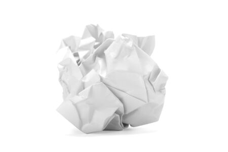Crumpled paper ball isolated on white background with pathの写真素材