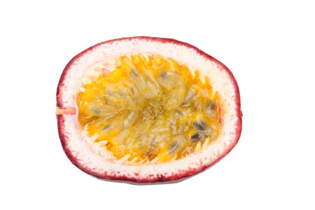 Fresh passion fruit isolated on white background with pathの写真素材