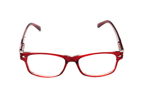 red eyeglasses isolated on white background