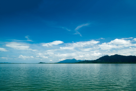 blue sky and sea in summer time in Phang Nga, Thailandの写真素材