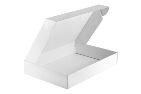 empty white paper box isolated on white background