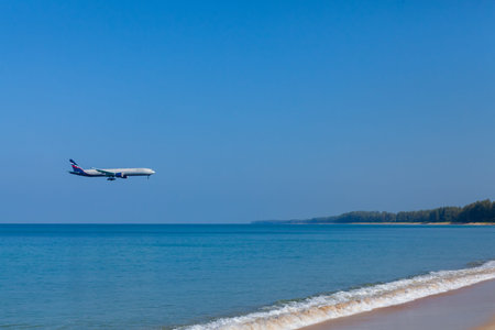 Phuket - Thailand ; February 19  ,2019 : Aeroflot Russian Airlines airline landing to Phuket...