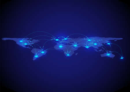 Vector of world map connection concept, internet concept, global network or communication, Illustration vector EPS 10.elements of this image are furnished by NASAのイラスト素材