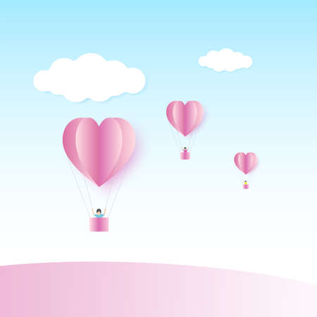 Valentine's day balloon heart on abstract background with and young joyful. Vector illustration. EPS 10のイラスト素材
