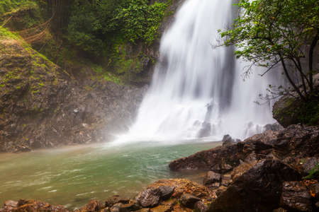Beautiful Tam Nang Waterfall in Sri Phang Nga National Park, Phang Nga, Thialand.の写真素材