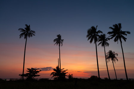 colorful sky after sunset at the Taptawan beach Phang Nga, Thailandの写真素材