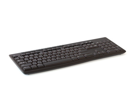 Black color wireless keyboard isolated on white backgroundの写真素材