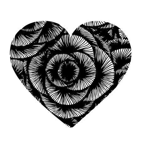 doodle design in heart shaped on white backgroundのイラスト素材