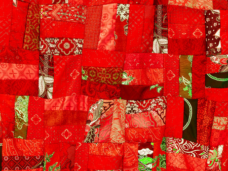 colorful patchwork blanket , use for backgroundの写真素材