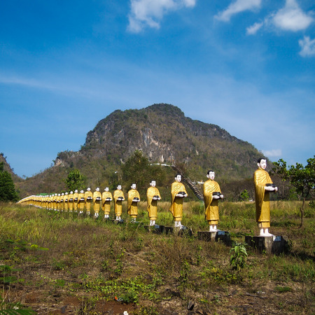 Kayin State, Myanmar - March 6, 2011 : Buddha image statue Burma Style at Tai Ta Ya Monastery or Sao Roi Ton Temple of Payathonsu in the south of Kayin State, Myanmarのeditorial素材