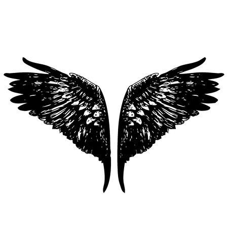 doodle hand drawn of of angel wingsのイラスト素材