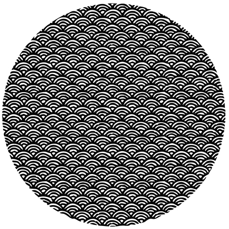 circle shaped, hand drawn pattern in Japanese styleのイラスト素材