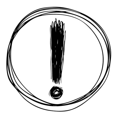 freehand sketch illustration of exclamation mark doodle hand drawnのイラスト素材