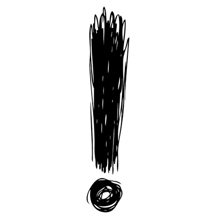 freehand sketch illustration of exclamation mark doodle hand drawnのイラスト素材