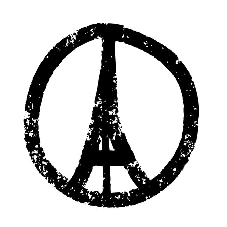 Freehand sketch  illustration of pray hands and  Eiffel Tower ,Paris on white background, doodle hand drawn, Peace for Paris, Pray for Parisのイラスト素材