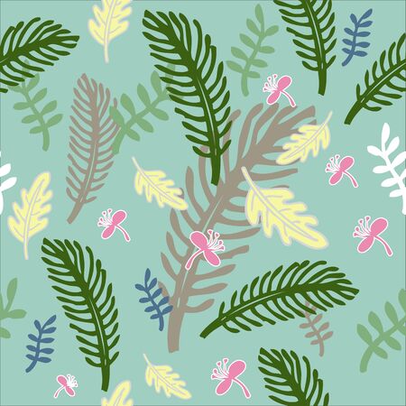 Vintage seamless floral pattern with hand drawn flower and leavesのイラスト素材
