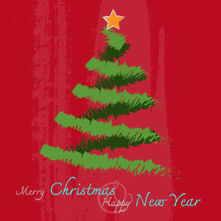 Christmas Greeting Card. Merry Christmas and Happy New Year letteringのイラスト素材