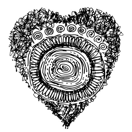 Doodle hand drawn of design heart shaped on white backgroundのイラスト素材