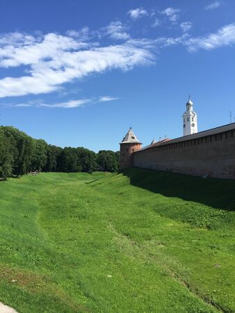 The fort in the park of Veliky Novgorod, Russiaの素材