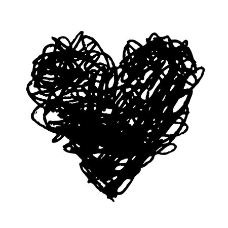 doodle hand drawn heart shaped icon on white backgroundのイラスト素材
