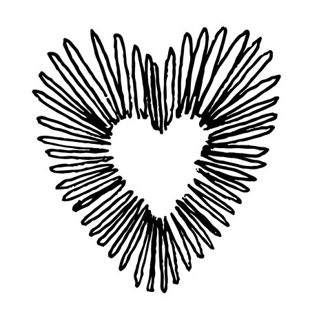 doodle hand drawn heart shaped icon on white backgroundのイラスト素材