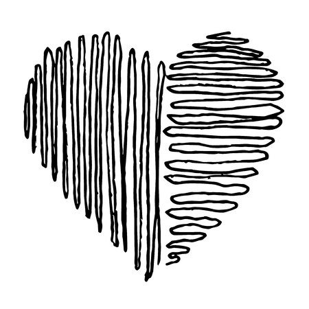 doodle hand drawn heart shaped icon on white backgroundのイラスト素材
