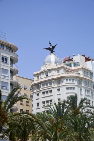 Alicante, Spain - June 30, 2016: View of the old town from Avenue Admiral July Guillen Tato in Alicante.のeditorial素材