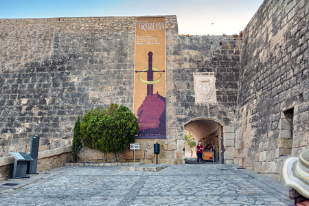 Alicante, Spain - July, 10, 2015: The entrance to the castle of Santa Barbara.のeditorial素材