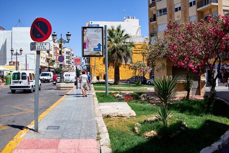 Guardamar del Segura, Spain - June 26, 2016: Street in Valencia. Views of the town.のeditorial素材