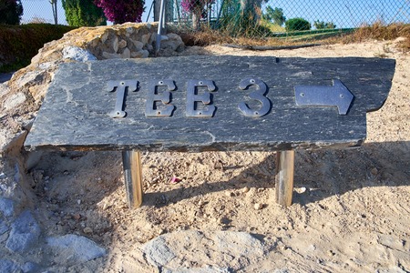 Golf course, Teeing ground sign. Algorfa, Spain.の写真素材