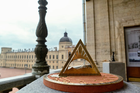 Sundial. Installed next to the monument to russian emperor Paul on the parade ground of the Gatchina Palace.の写真素材
