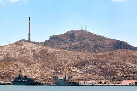 Defensive structures in the vicinity of Cartagena, Spain. Fortifications, a fort with artillery, a bunker and a military base.の写真素材