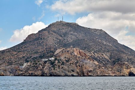 Defensive structures in the vicinity of Cartagena, Spain. Fortifications, a fort with artillery, a bunker and a military base.の写真素材