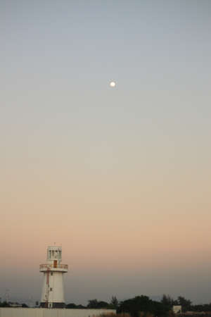 lighthouse near leam chareon beach rayong in thailandの写真素材