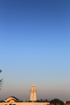 lighthouse near leam chareon beach rayong in thailandの写真素材