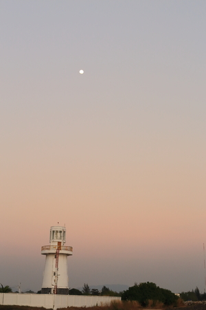 lighthouse near leam chareon beach rayong in thailandの写真素材