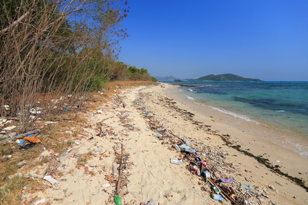 Beach with garbageの写真素材